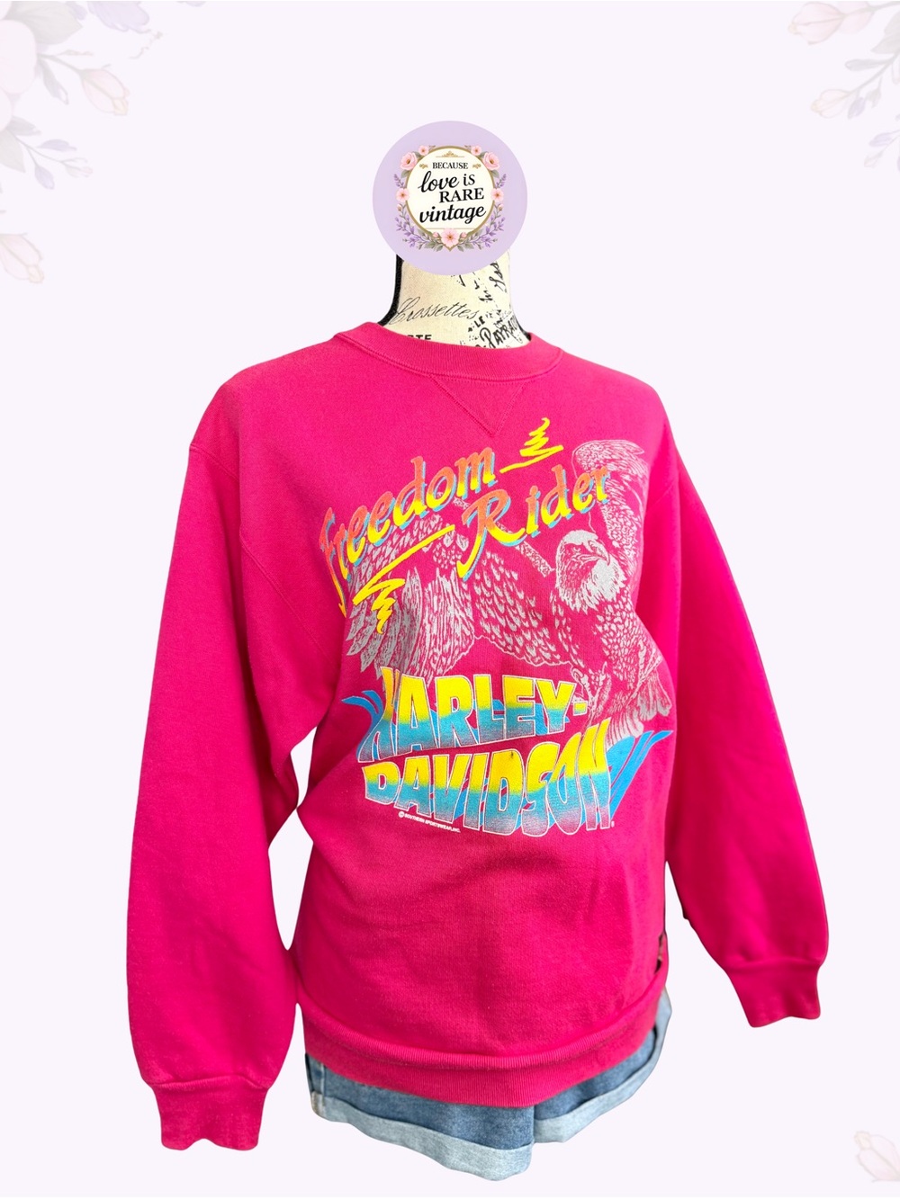 Vintage Robison Harley-Davidson Daytona Beach Sweatshirt • 1990s Pink Sweatshirt